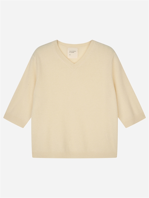 PEOPLES REPUBLIC OF CASHMERE WOMENS 90'S V-BLOUSE PALE YELLOW